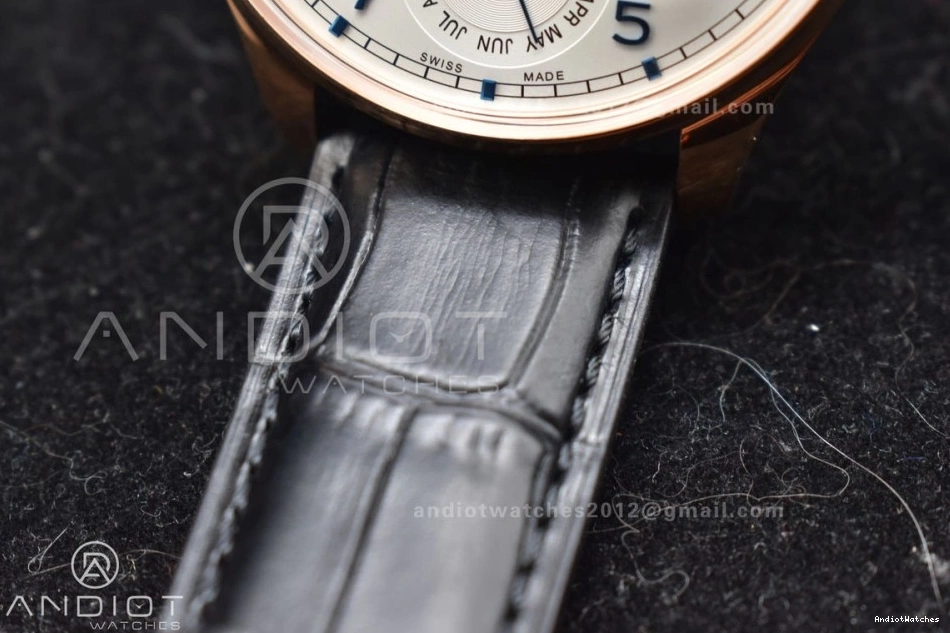 RG 1018 1:1 A52610 Calendar Best Portugieser 5033 Strap on White Black Leather APSF Clone BestValue Perpetual Dial Edition 0912